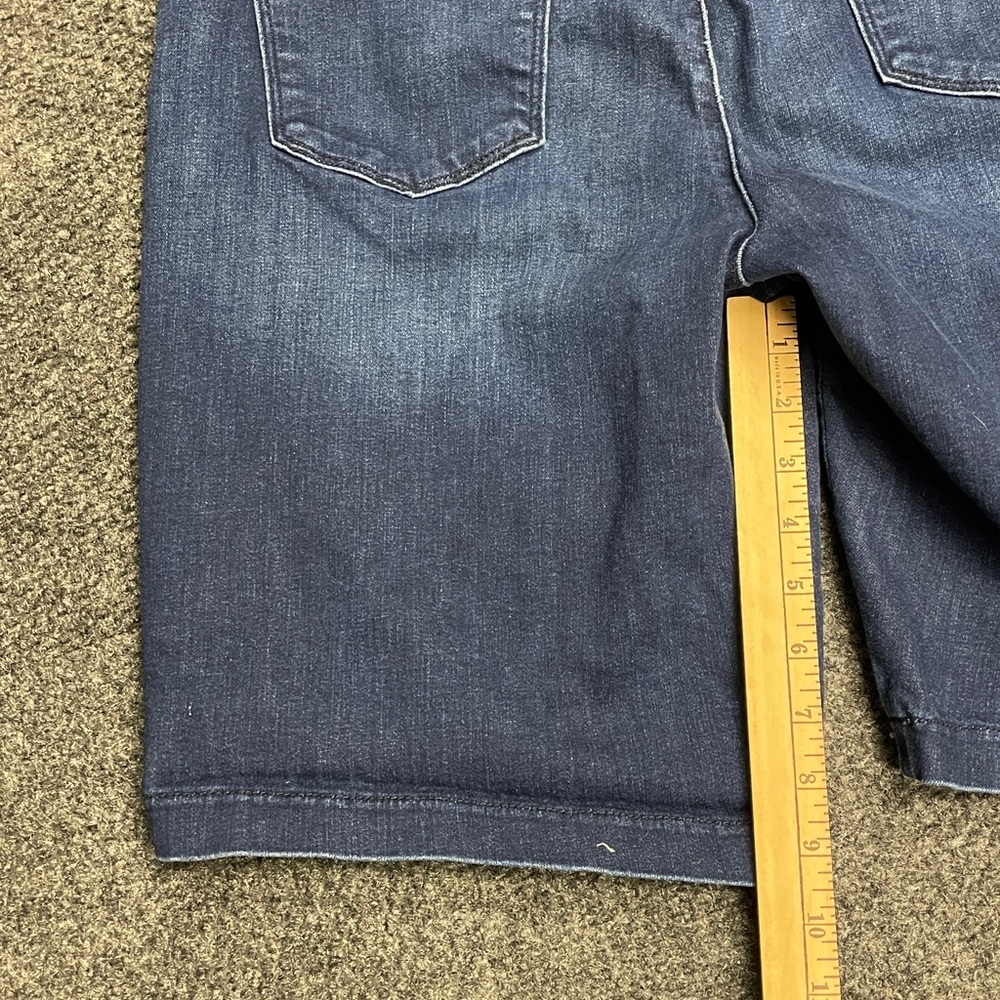 NYDJ Dark Blue Jean Shorts Bermuda length tummy control size 12 denim lift tuck - Picture 6 of 6